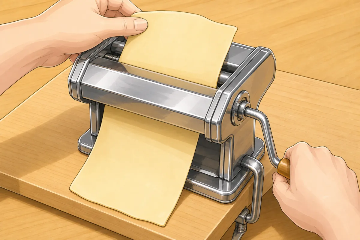 Run each piece through the widest setting, fold it, and repeat 3–4 times.