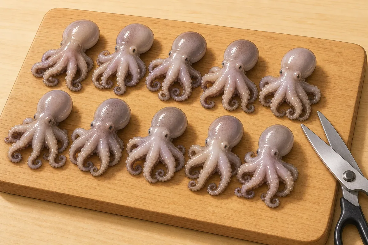 Clean the baby octopus