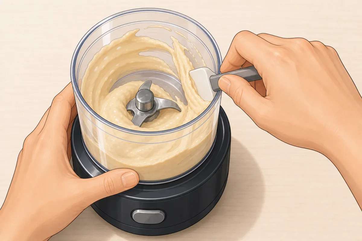 Grind the almonds and cashews with the yogurt; scrape down the sides.