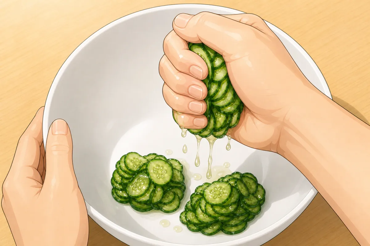 Rinse, then squeeze firmly by the handful.