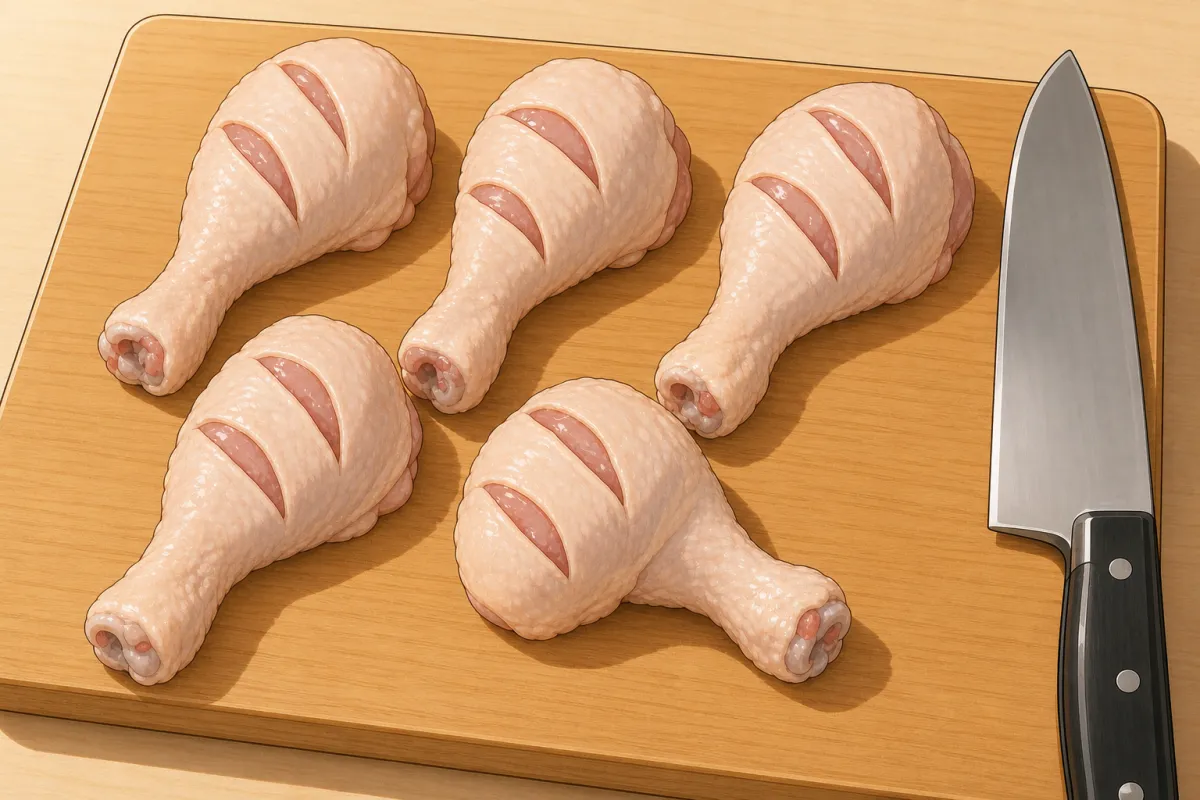Rinse and score the drumsticks