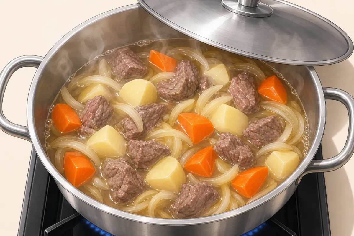 Water in, simmer until tender