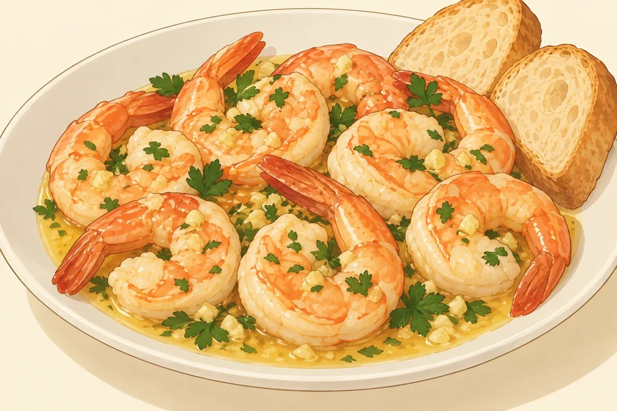 Tereyağlı karides (butter shrimp), garlic & chilli