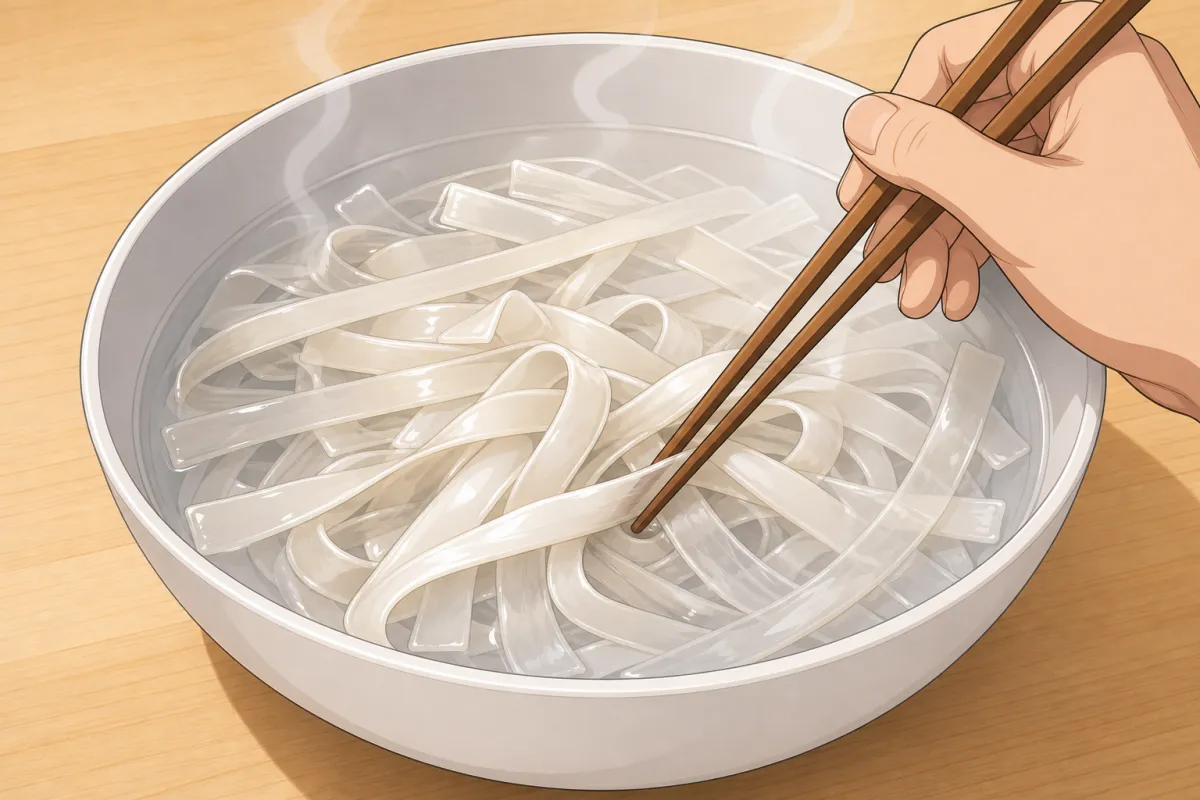 Soak or boil the noodles per the packet’s stir-fry instructions — stop while they still have a little bite.
