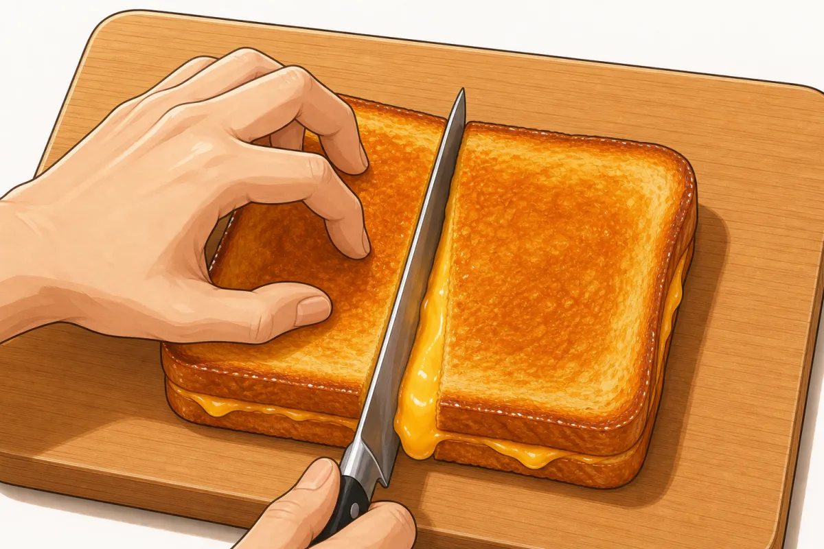 Wait a minute, then cut it in half.