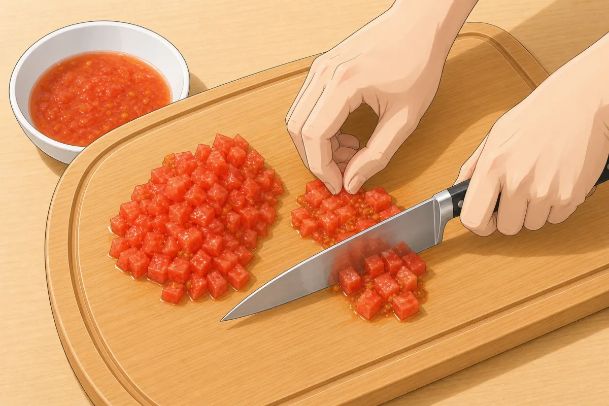 Cut the flesh into small dice.