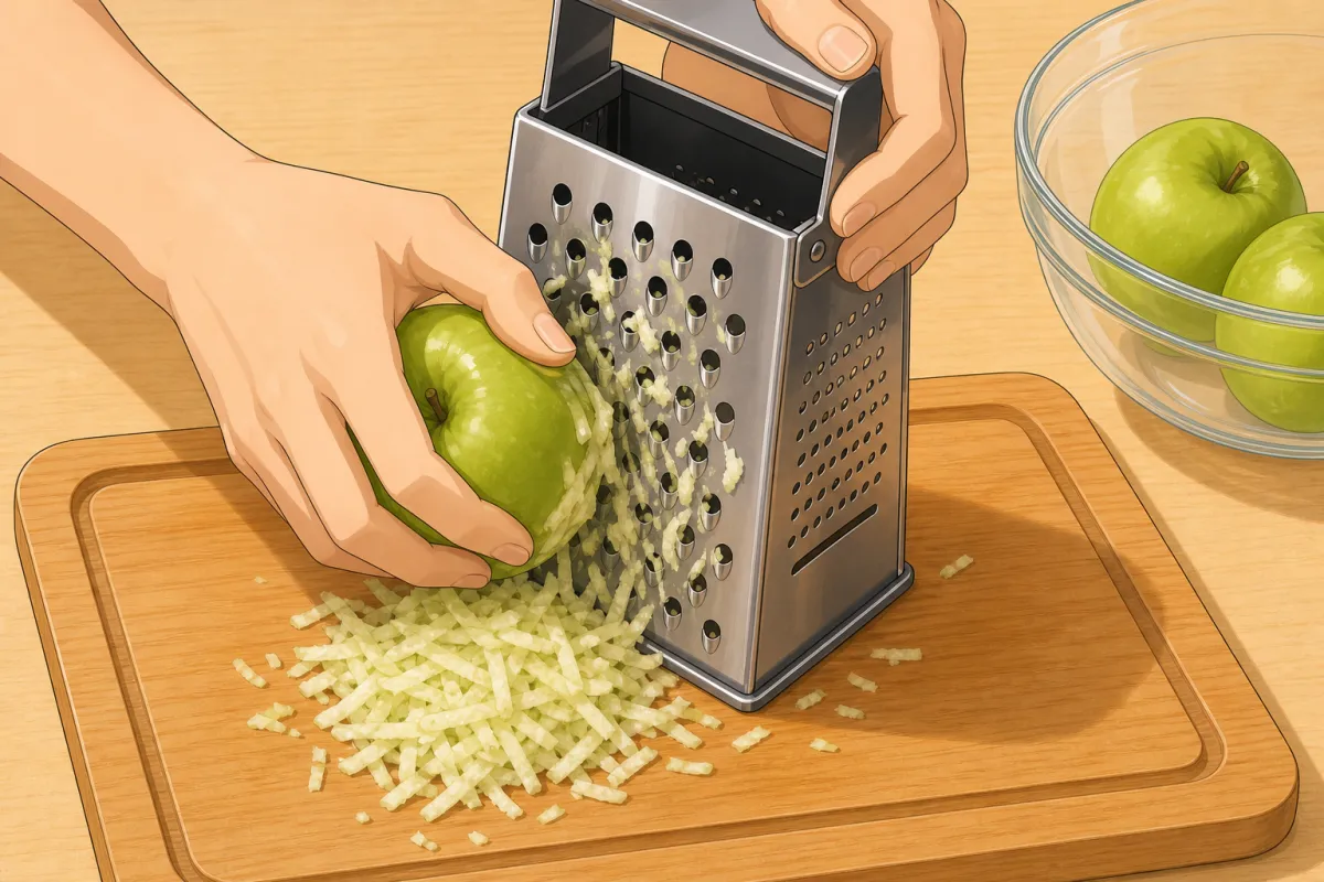 Grate the apple coarsely.