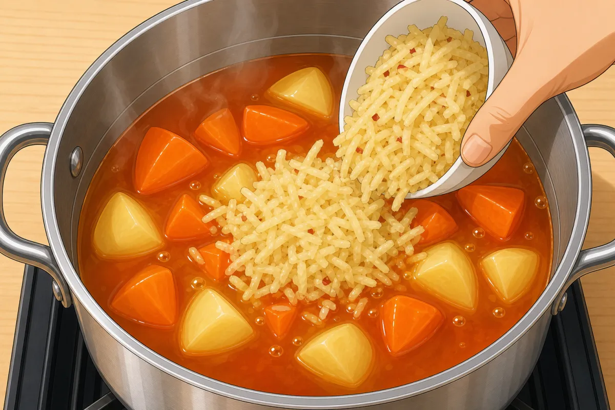 Stir in the tomato sauce, then the grated apple.