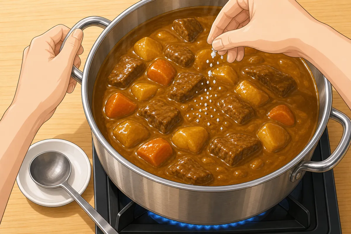 Salt in three small rounds, stirring well and tasting each time.