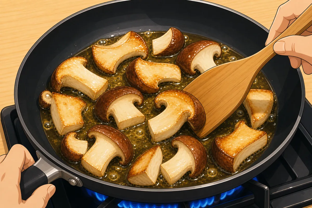Fry the porcini in a little olive oil and butter, turning, until golden.