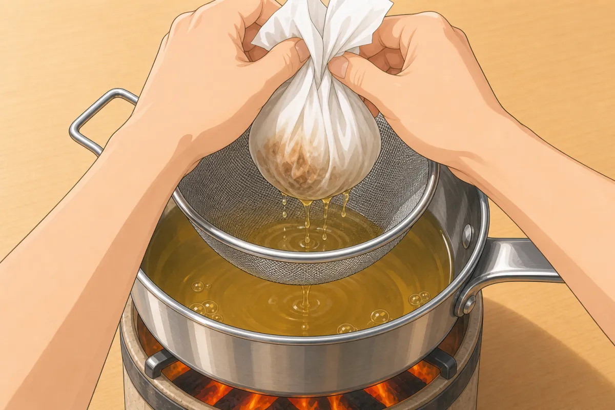 Strain through a paper-towel-lined sieve, then twist and squeeze the towel.