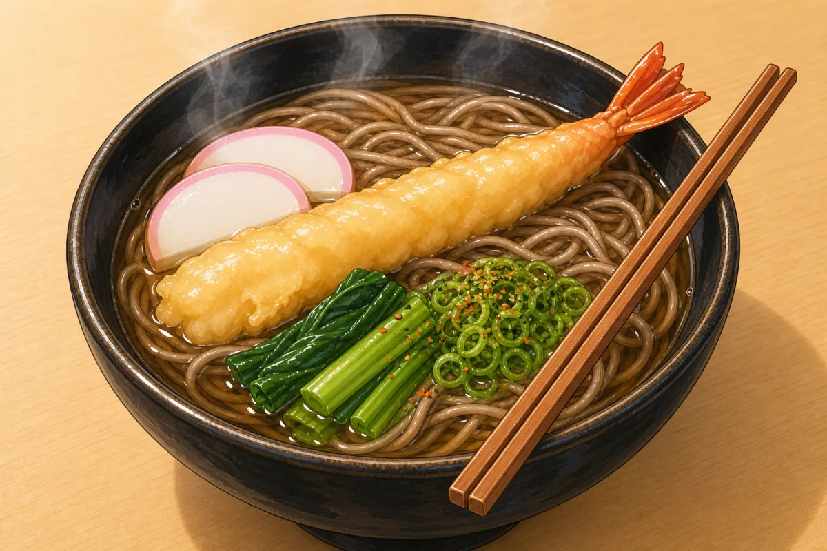 Hot soba noodle soup (kake soba)