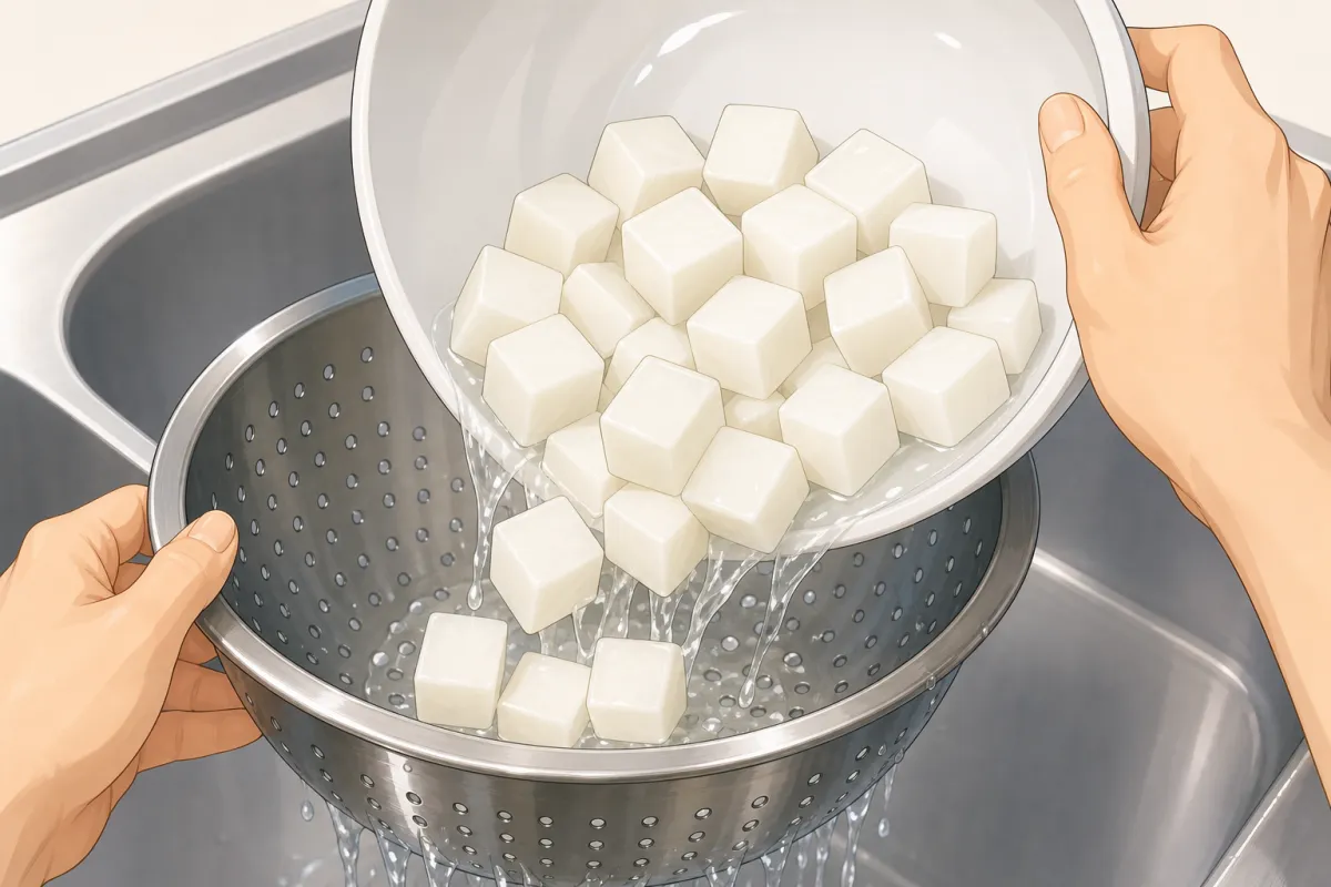 Then drain them in a colander.