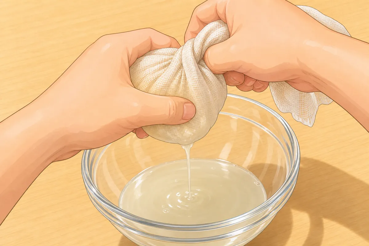 Squeeze the grated pear and ginger through cheesecloth — the juice is what you want.