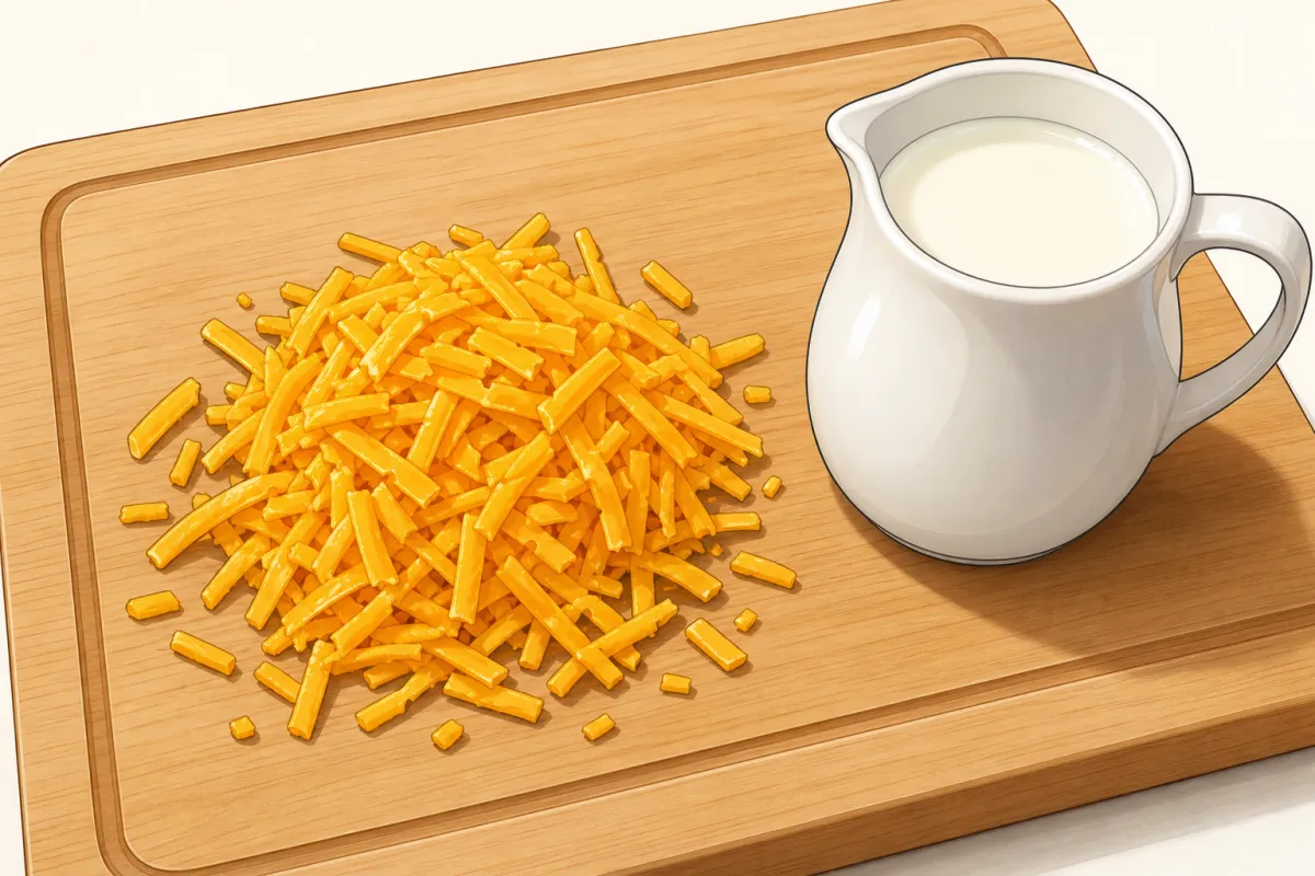 Grate, and warm the milk