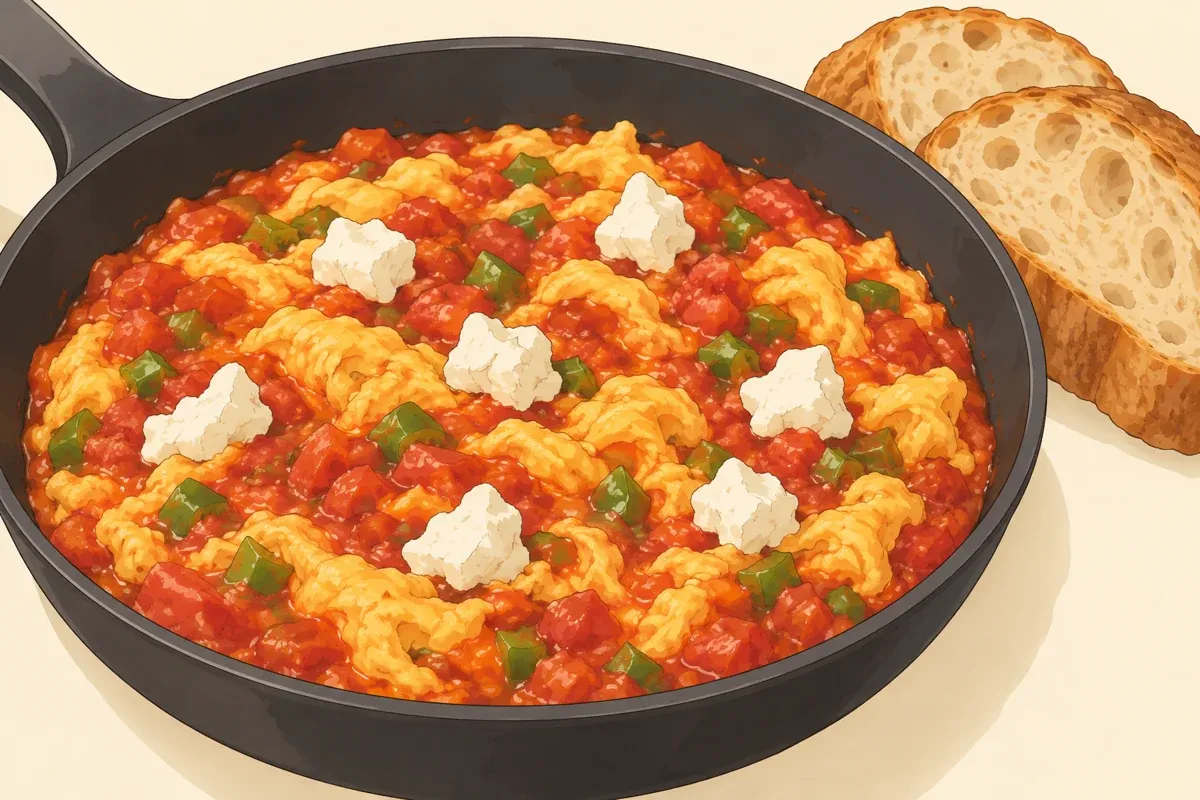 Menemen (турецкие яйца с помидором и перцем)