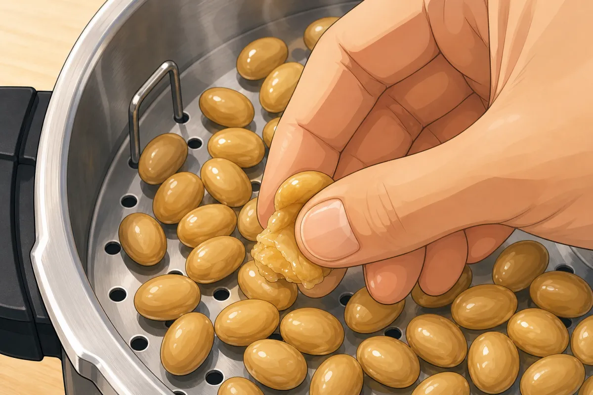 It should crush with almost no effort between thumb and ring finger.