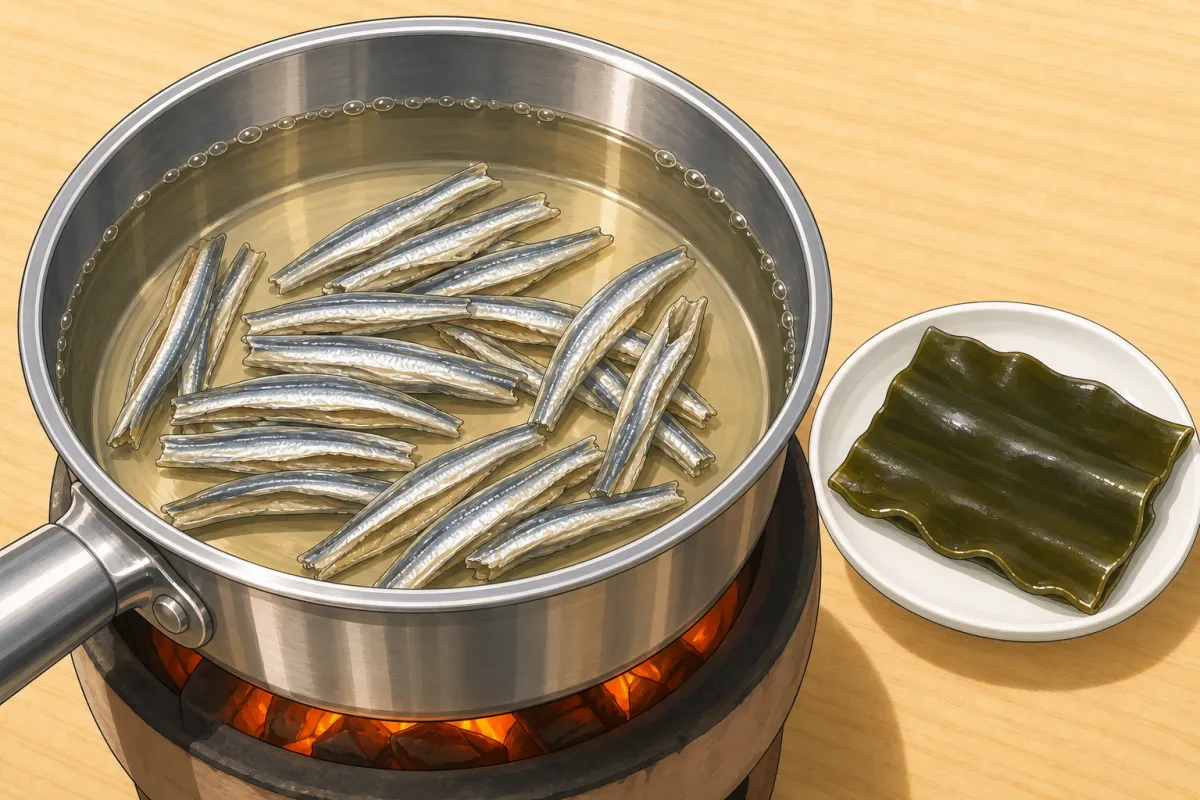 Heat slowly, kombu out