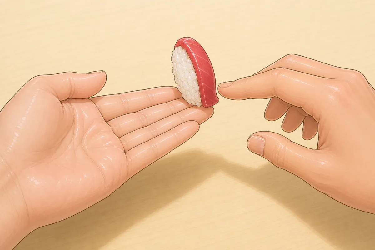 Dip the fish side, not the rice.