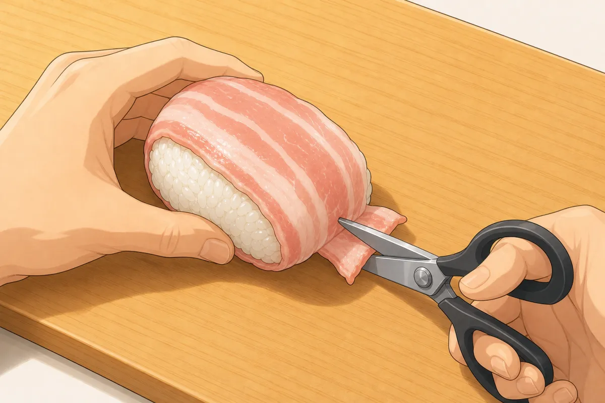 Snip off the excess with scissors.