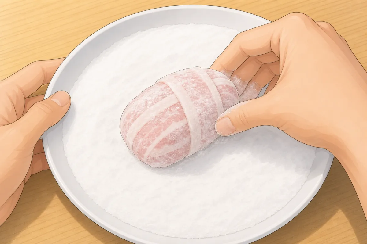 Roll each ball in the cornstarch, then tap off the excess.