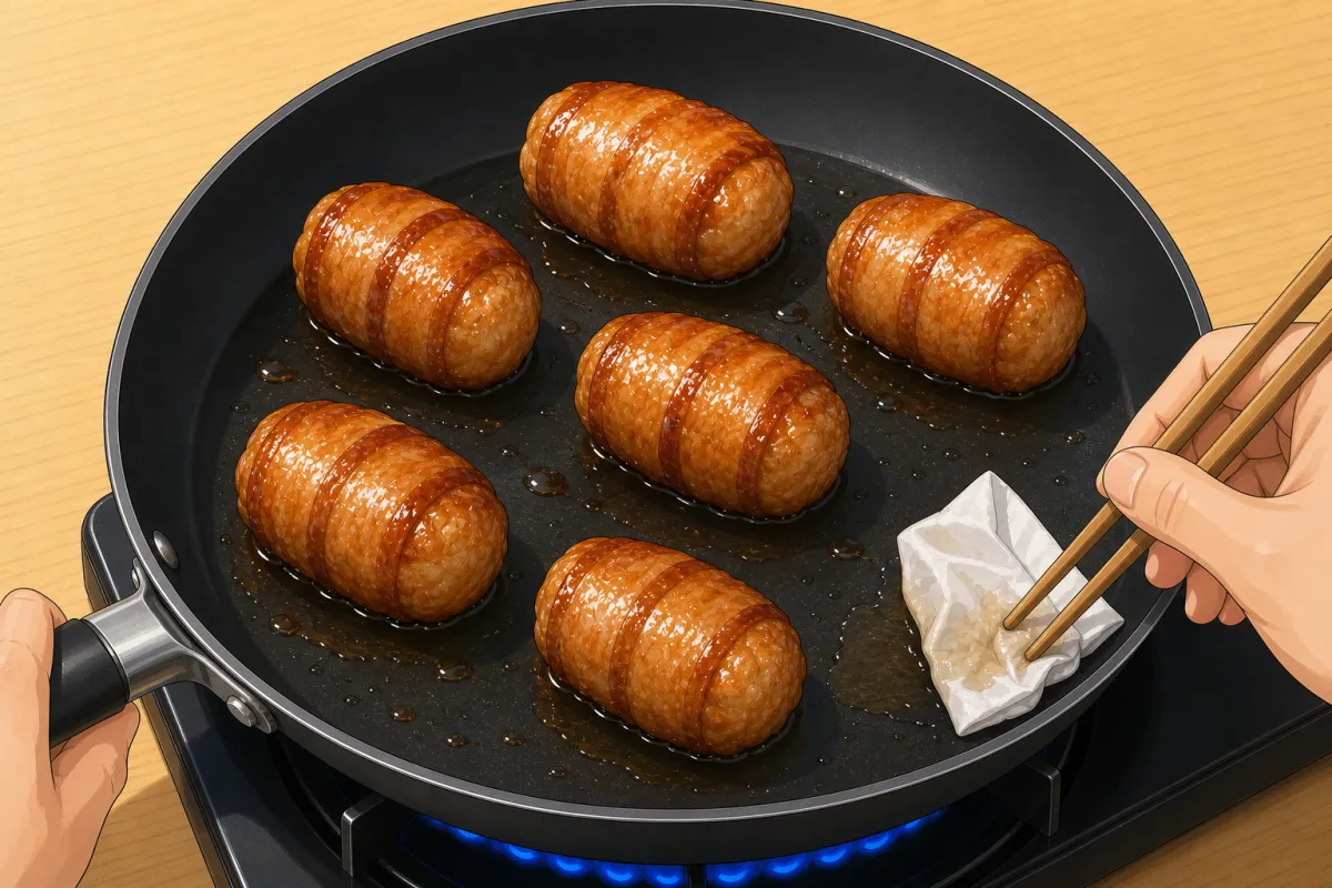 Wipe the fat out of the pan with kitchen paper.