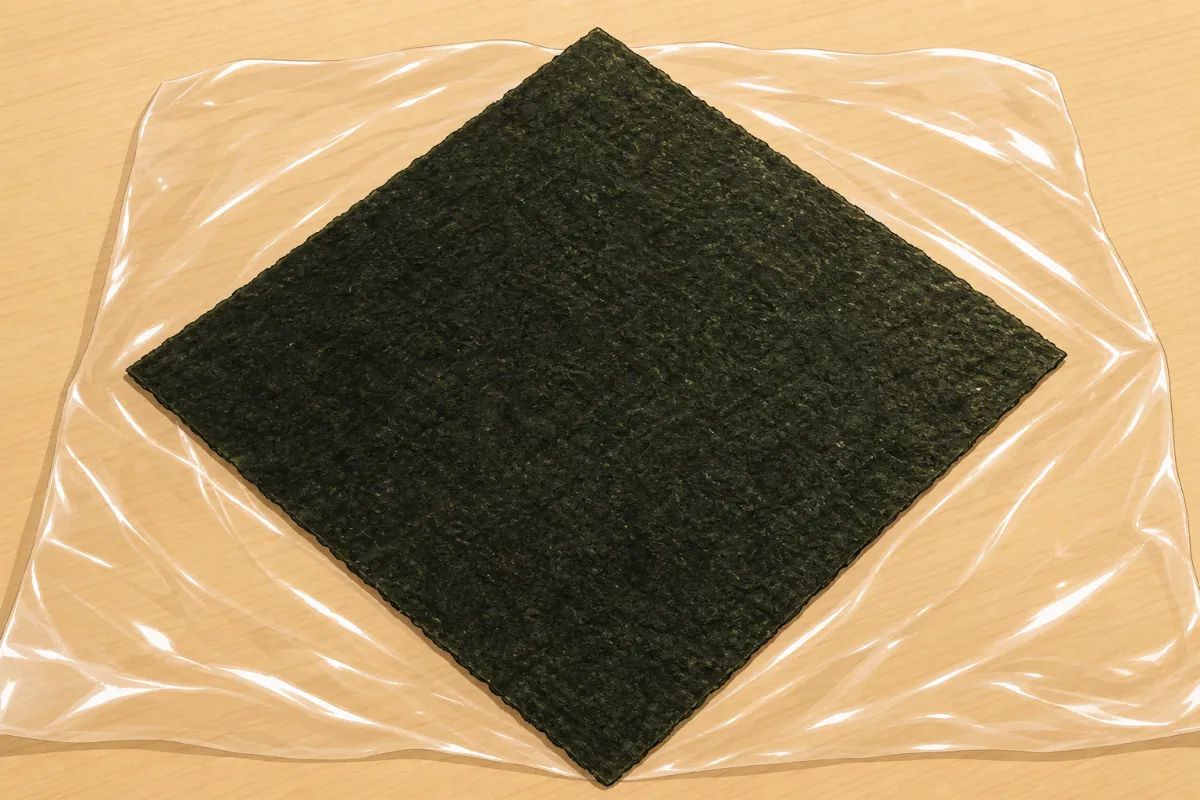 Nori on plastic wrap