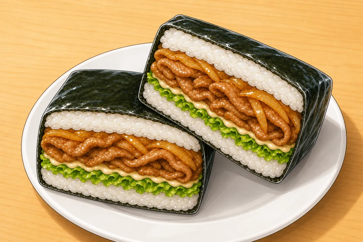 Onigirazu (ginger pork rice sandwich)