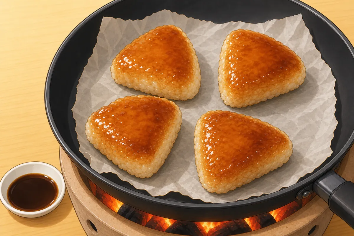 Yaki onigiri: glaze