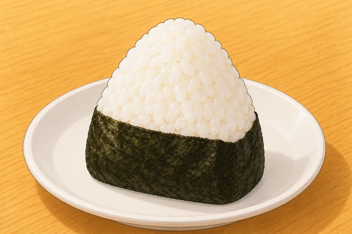 Onigiri through plastic wrap