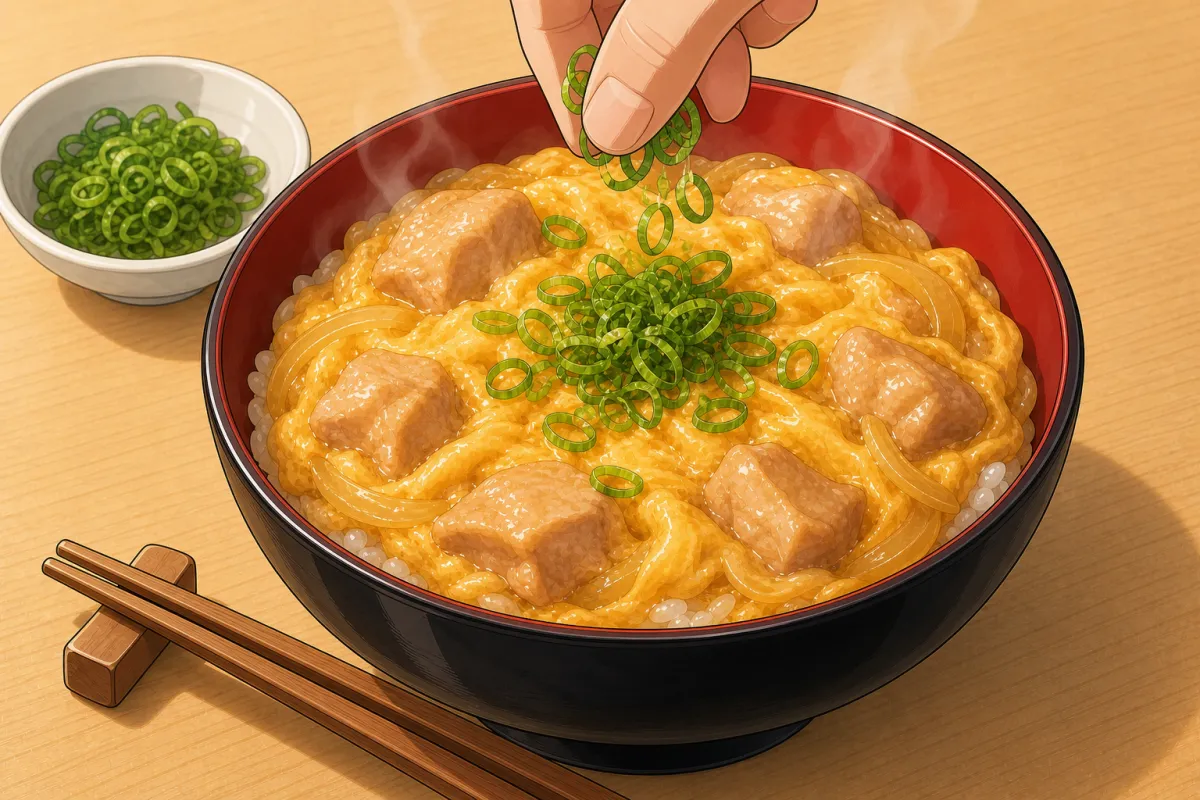 Finish with sliced spring onion and a light shake of shichimi.