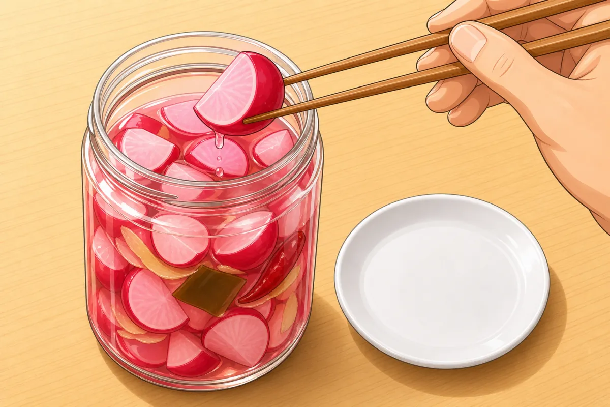 Always lift pieces out with clean chopsticks.