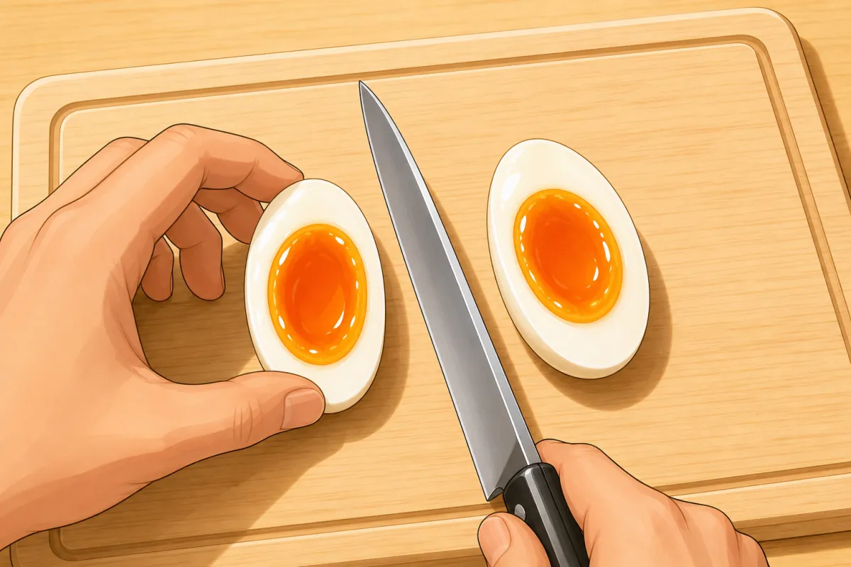 Halve lengthwise with a sharp knife.