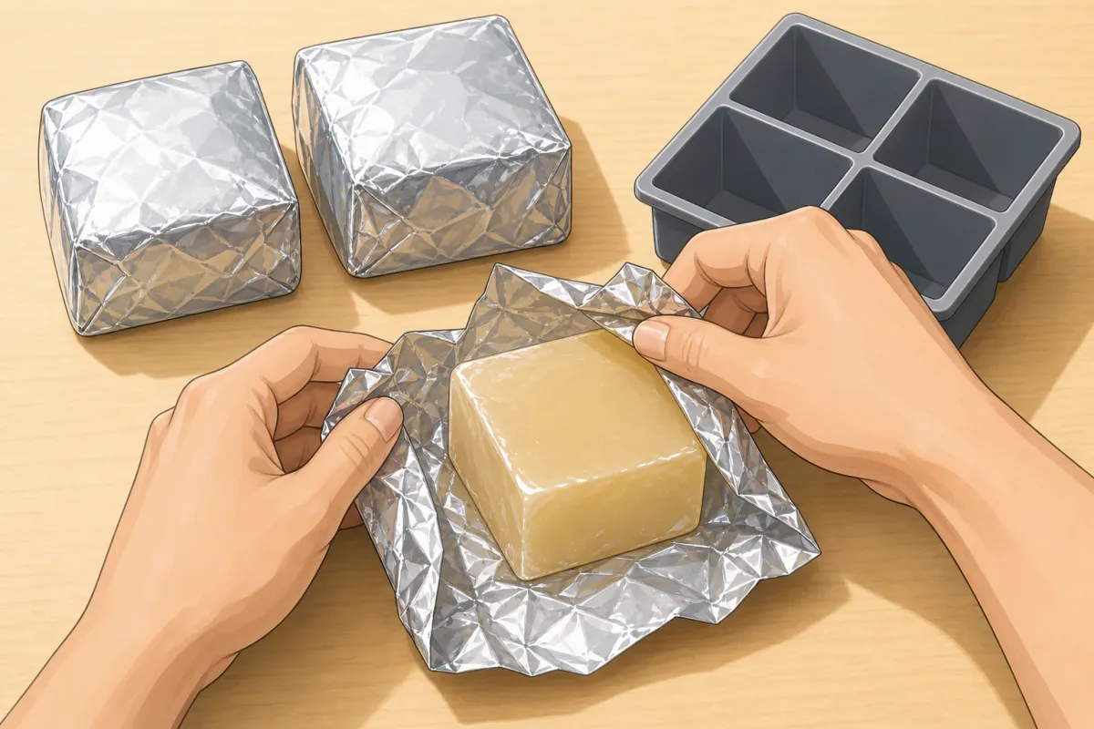 Pop the frozen cubes out and wrap each one in foil — they keep very well.