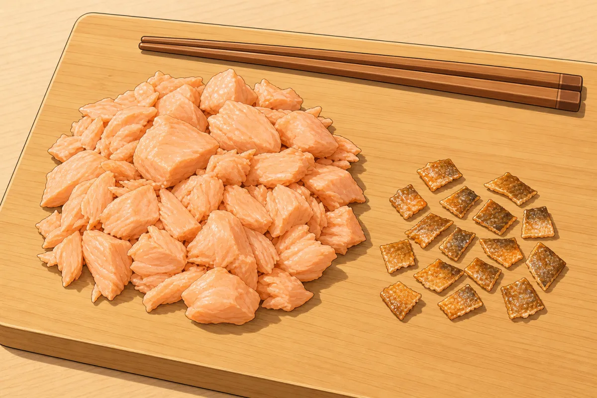 Flake it, chop the skin