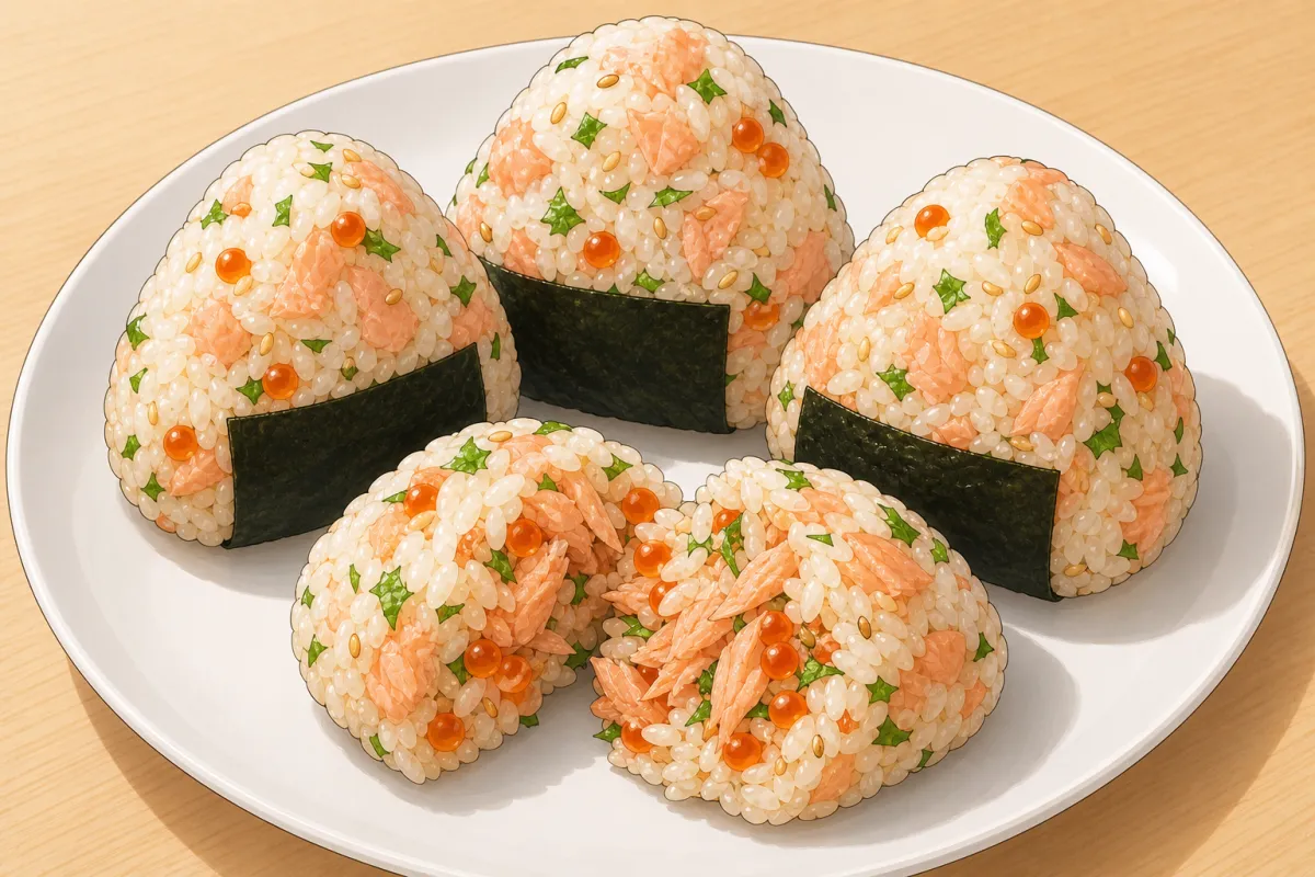 Salmon onigiri with ikura