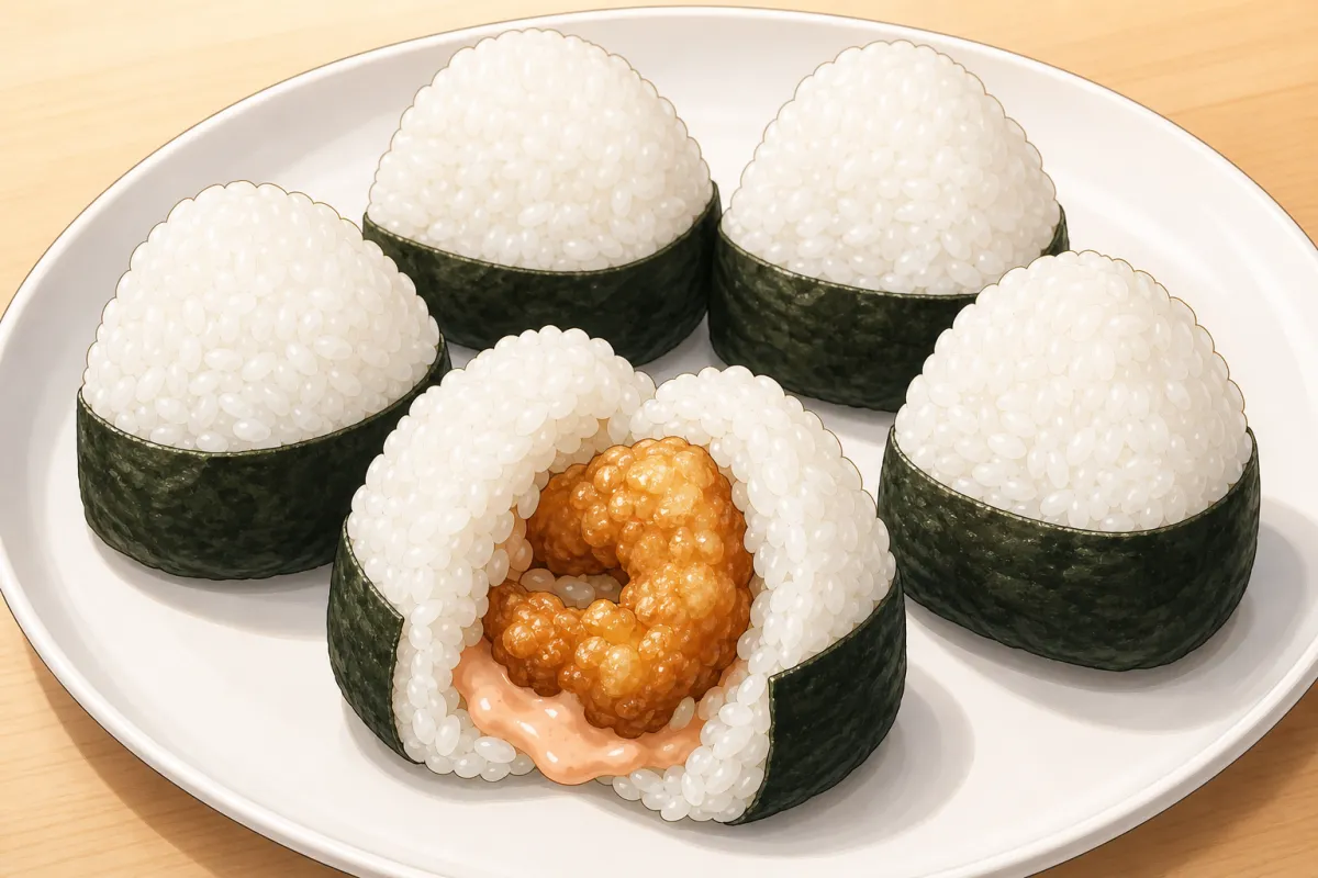 Shrimp karaage onigiri with spicy mayo