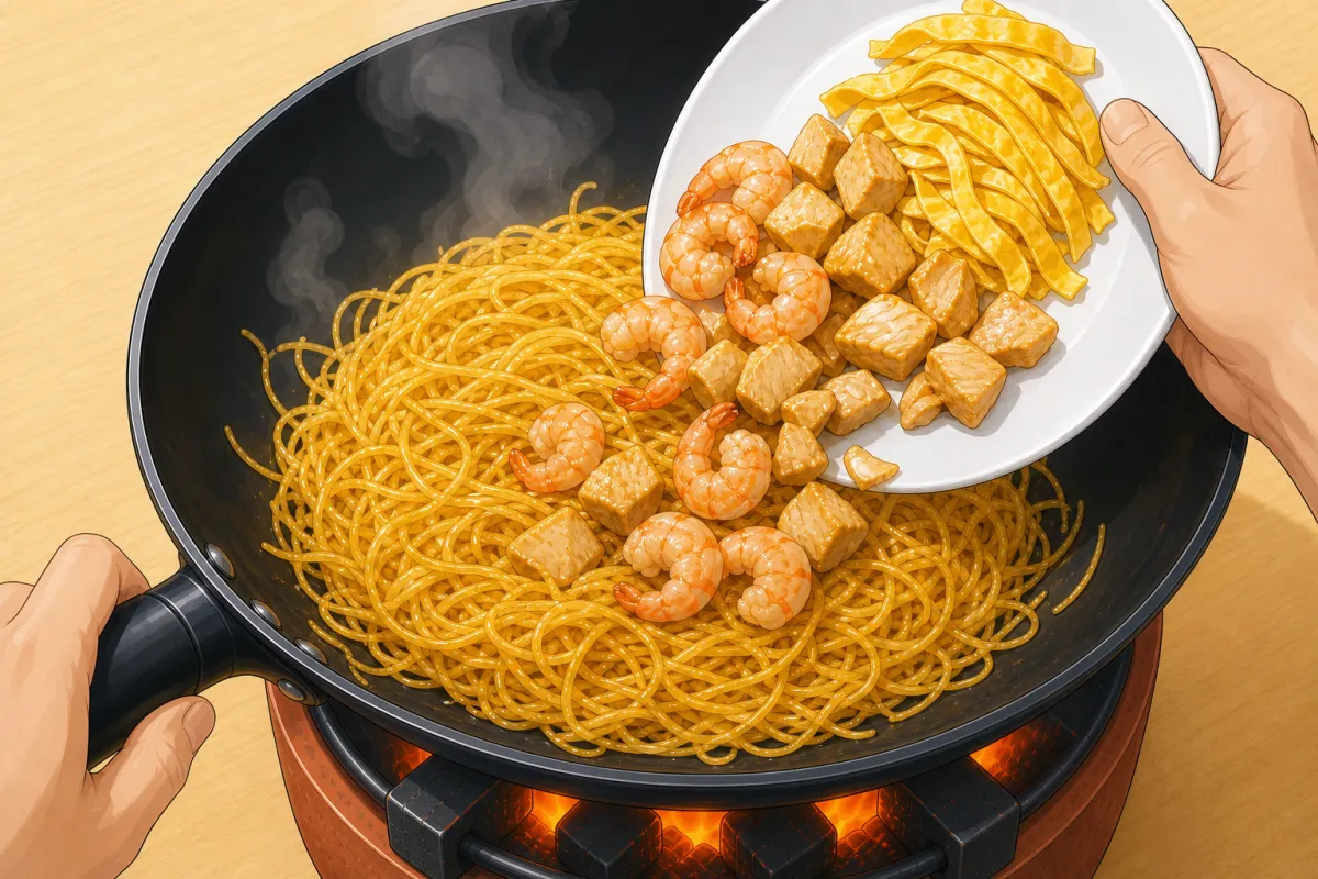 Toss until every strand is coated and everything is hot.