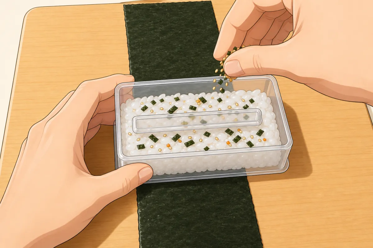 Furikake over the rice.