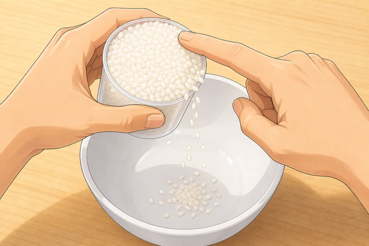 Level the cup with a finger — 180 ml is 150 g of rice.