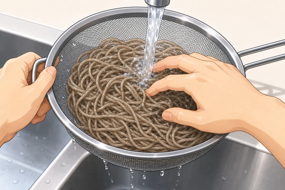 Rinse under cold running water, rubbing gently, until the water runs clear.